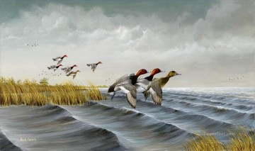mallards on rough water refuge birds Oil Paintings